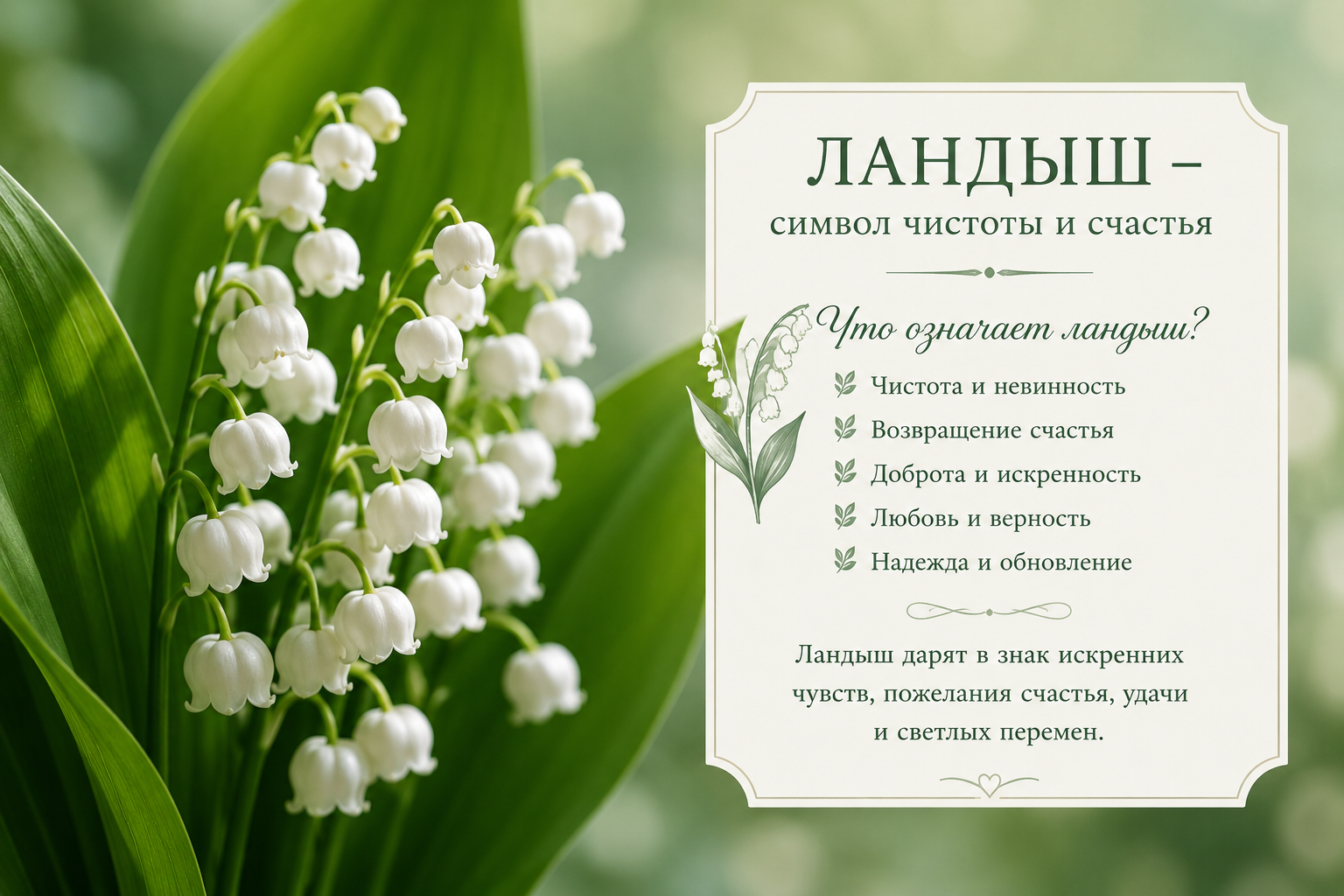 Нежные белые колокольчики ландыша — премиальная ботаническая иллюстрация